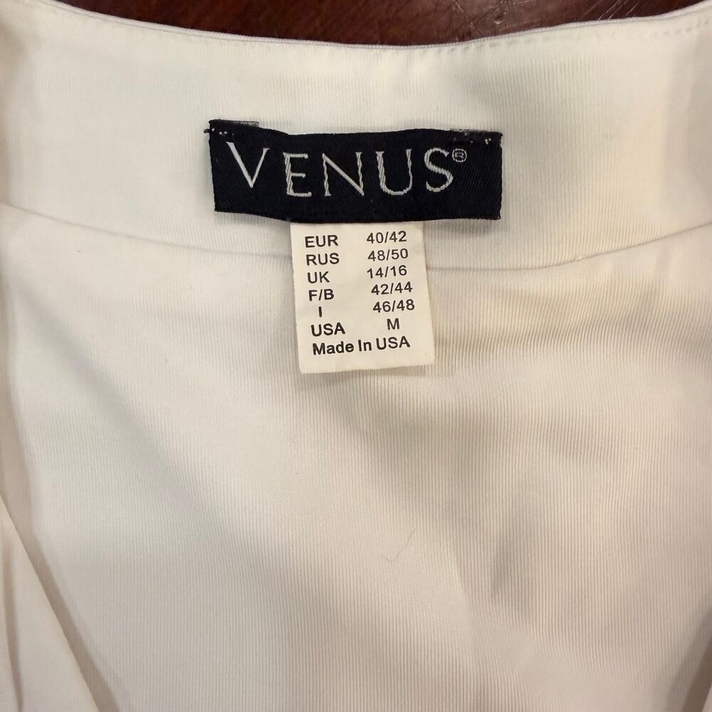 Venus Women's Top Shirt with bow - Size M - Made in USA - White - Picture 11 of 13